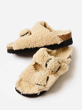Birkenstock Cream Shearling Sandals